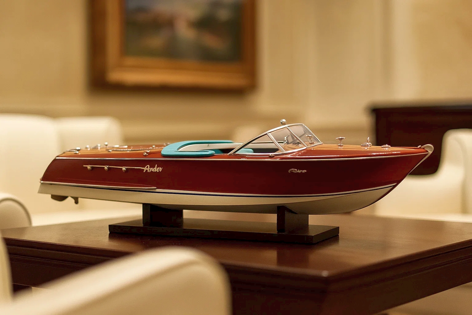 Riva Super Ariston – Drewniany Model Słynnej Włoskiej Łodzi Motorowej 70 cm