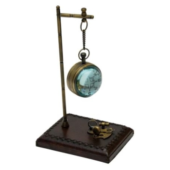 Zegar wiszący na podstawie metalowo-skórzanej CLK-0186