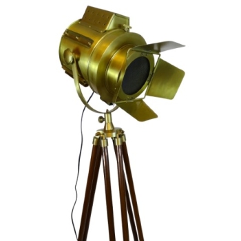 Morska lampa reflektor na drewnianym, marynistycznym statywie 185cm