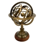 Astrolabium mosiężne na drewnianej podstawie 28 cm – dekoracja vintage – ARM-0038