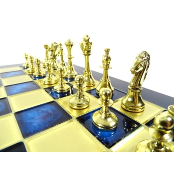Ekskluzywne, duże klasyczne szachy metalowe Stauton S34; 36x36cm