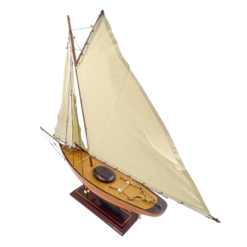 Stylowy, drewniany model jachtu, kuter gaflowy, lekki żaglowiec slup bermudzki 73cm / 60cm
