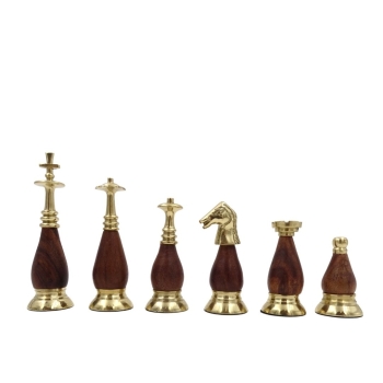 Stylowy zestaw szachowy - Szachy mosiądz i drewno 40cm