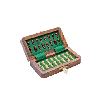 Małe szachy podróżne - Drewniane szachy magnetyczne mini - G610