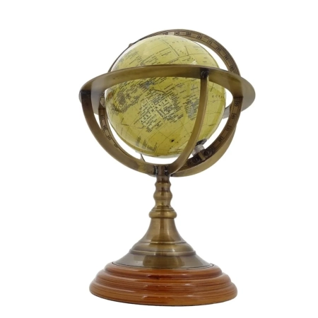 Globus Dekoracyjny na Mosiężnej Podstawie – Postarzana Mapa, Stylowy Upominek Marynistyczny