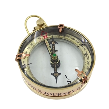 Mosiężny kompas żeglarski do wyznaczania azymutu (Map Reader) w marynistycznym pudełku