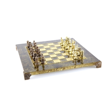 Ekskluzywne szachy metalowe Bizancjum, szachownica 20x20cm. Kod S1CBRO