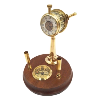 Dekoracyjny zestaw na biurko - telegraf maszynowy, kompas, stojak na długopis - WAT023I