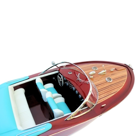 Ekskluzywny model motorówki Reeva Aquarama 87cm - wielki, drewniany model klasycznej, włoskiej łodzi motorowej – 4P-90