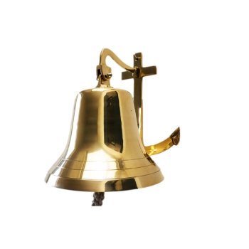 Potężny, mosiężny dzwon okrętowy z kotwicą 2,2kg, dzwon żeglarski z mosiądzu