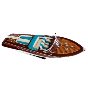 Drewniany model łodzi motorowej RIVA AQUARAMA - stylowy model klasycznej motorówki, prestiżowy prezent, dekoracja maryni