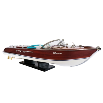 Drewniany model łodzi motorowej RIVA AQUARAMA - stylowy model klasycznej motorówki, prestiżowy prezent, dekoracja marynistyczna
