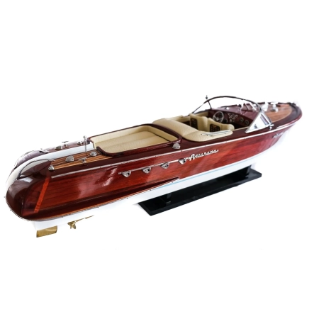 RIVA AQUARAMA 70cm - wielki, drewniany model klasycznej, włoskiej łodzi motorowej, prestiżowa dekoracja marynistyczna, prezent