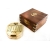 Stylowy mosiężny kompas żeglarski w drewnianym, marynistycznym pudełku - żeglarski prezent, morski upominek, dekoracja marynistyczna
